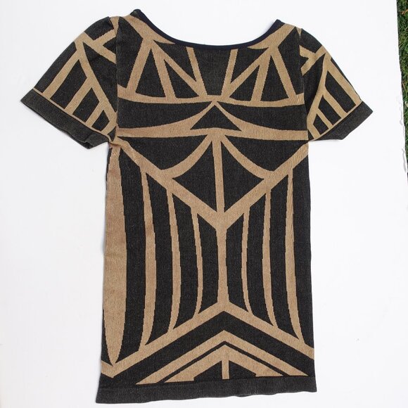 Free People Intimately Tee Top Mozaic Black Brown size XS NEW - Picture 1 of 5